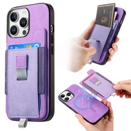 PU Magnetic Suction Card Case with Pull-Out & Slot-In Function For Samsung Galaxy A34 A35 A36 A54 A5