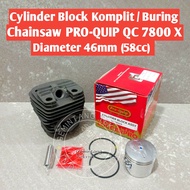 Cylinder Block Komplit Buring Mesin Gergaji Kayu Chainsaw Senso 5800 6800 7800 628 688 (46mm)
