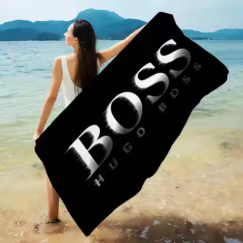H-Hugo Boss logo Bath Towel Microfiber Soft Water Absorbing Breathable For Girl Kids Decorative Cart