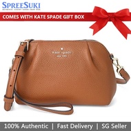Kate Spade Handbag In Gift Box Crossbody Bag Dumpling Pebbled Leather Convertible Warm Gingerbread Brown # KA576