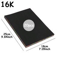20pcs 16/32K Black Scratch Paper DIY Creative Painting Scraping Paper with Bamboo Stick Colorful Dra