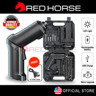 RED HORSE 108pcs 3.6V Cordless Electric Screwdriver Drill Rechargeable Cordless Screwdriver Drill Hand Drill Furniture 无线电钻