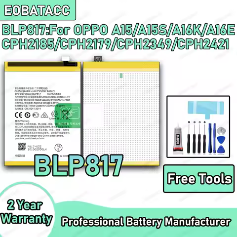 100% New Zero Cycle BLP817 Battery For OPPO A15/A15S/A16K/A16E/CPH2185/CPH2179/CPH2349/CPH2421 Bater