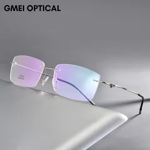 Alloy Screwless Rimless Glasses Frame Men Ultralight Square Eyeglasses Myopia Prescription Eye Glass