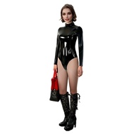 Mirror Latex Shapewear GN71 Sexy Bodysuit Long Sleeve Slimming Latex Catsuit for Women