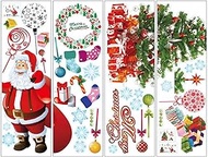 4 Sheets Christmas Window Clings Windows Stickers Santa Claus Christmas Tree Window Sticker Decals for Window Glass Mirror Decorations