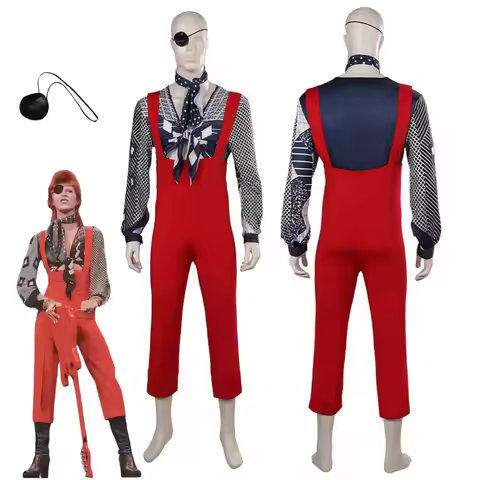 David Legend Bowie Cosplay The Thin White Duke Costume Disguise Adult Men Overalls Shirt Scraf Fanta
