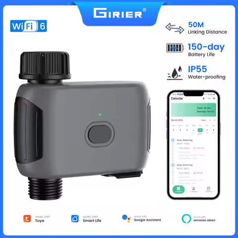 GIRIER Tuya Smart Water Timer WiFi Sprinkler Timer for Automatic Drip Irrigation System Support Alex