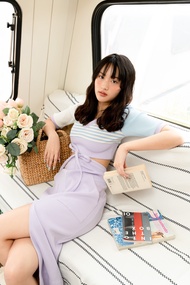 The SRT X3 TBL31 - Blouse เสื้อครอป ผ้ายืด แขนสั้น