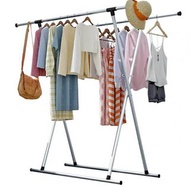 （深水埗交收）$150 可摺疊曬衣架 可伸縮晾衣架 伸縮雙桿 防銹掛衣架 晾曬架 (銀|白) Foldable Laundry Rack