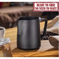 Black Stainless Steel Milk Frothing Long Handle Milk Frother Cup Steaming Pitcher Coffeware Milk Fro