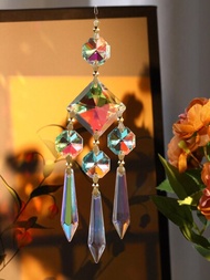 1入組手工水晶玻璃吊墜八角珠水滴形陽光掛墜裝飾，適用於吊燈、婚禮、聖誕樹