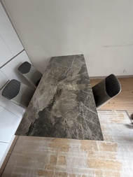 岩板伸縮餐桌椅組合 80×(130-170)cm