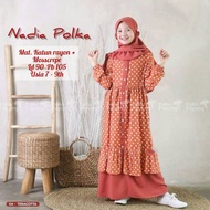 VIP Fashion Hijab Style NADIA POLKA SYARI KIDS + HIJAB KAIN KATUN RAYON MIX MOSSCRAPE ( UMUR 7 - 9 T