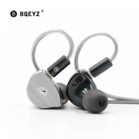 BQEYZ BQ10 HiFi In-Ear Wired Headphones with 12mm PET Dynamic IEM, 0.78mm 2-pin Detachable OFC Silve