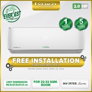 EVEREST Etiv20bstr3-Hf Inverter Split Type Aircon with Remote  - 2.0 HP (With 1st 10ft Installation)