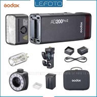 Godox AD200Pro II Flash Strobe, Pocket Flash 200Ws 5800±200K Bi-Color TTL 1/8000s with Wireless Flas