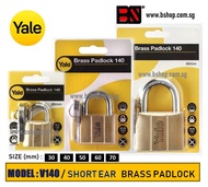 YALE BRASS PADLOCK V140 SERIES SHORT SHANK 30MM TO 70MM