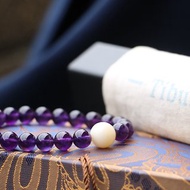 巴西紫水晶手鍊 8mm圓珠 花絲蜜蠟硨磲 紫水晶飾品 時尚穿搭設計