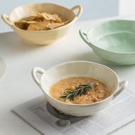 Nordic Style Ceramic Salad Bowl Tableware Rice Bowl Bowl Retro ins Matte Cream Style Household Noodl