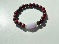 Angel's tears翠色-天然緬甸玉 紅紫翡翠桶珠設計小葉紫檀木手串