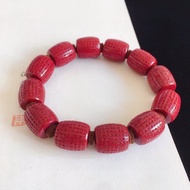 新款美貨 今年人手必備一款硃砂首飾 天然原礦紫金砂桶珠心經手鏈