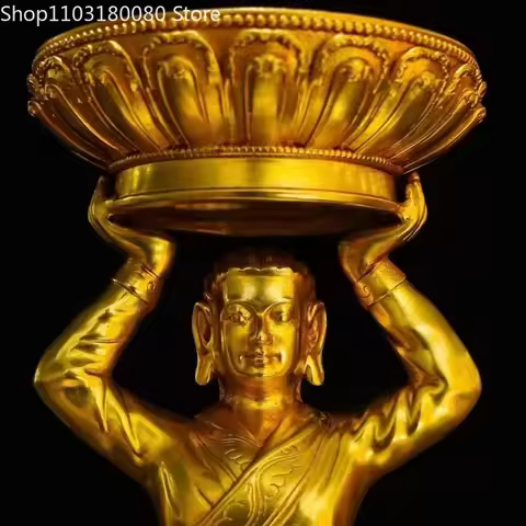 Copper gilding Longduo Lama candle holder Tibet Lotus candle holders home decor candlestick,30cm,21c