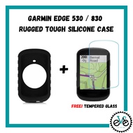 Rugged Tough Silicone case and Screen Protection for Garmin Edge 530 &amp; 830 - Black