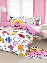 Mr Men Little Miss X SHEIN 卡通女孩被套套裝,柔軟舒適溫暖的床上用品套裝