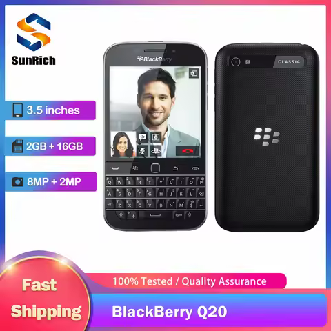 Original BlackBerry Classic Q20 4G LTE Mobile Phone 3.5" 2GB RAM 16GB ROM 8MP+2MP WiFi GPS Dual-Core