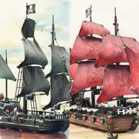 Pirates of the Caribbean Black Pearl Queen Anne's Revenge Ghost Ship Building Block Model 4184 4195 