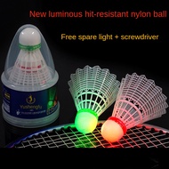 Luminous Badminton Shuttlecocks Fluorescent Windproof Durable Cork Ball Head Outdoor Nylon Badminton Shuttlecocks 4pcs