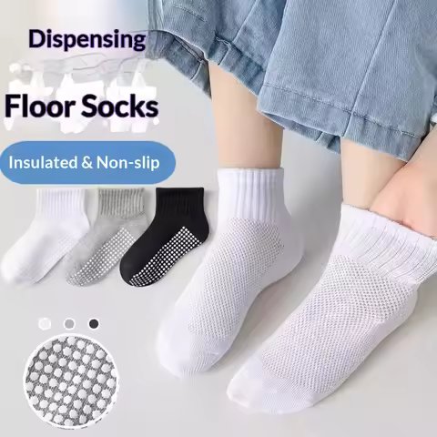 10pairs of solid color children's socks, boys' mesh adhesive style, spring and summer sweat absorbin