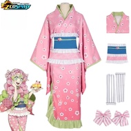 Kanroji Mitsuri Pink Cosplay Costume Kisatsutai Sexy Kimono Halloween Costume wig Anime Demon Slayer