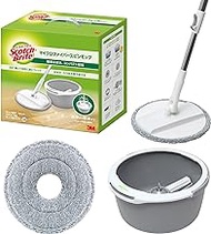 Amazon.co.jp Exclusive, 3M Rotating Mop with 1 Replacement, Water Wipe, Floor Cleaner, Microfiber Scotch Brite, SSM-T6J+R A