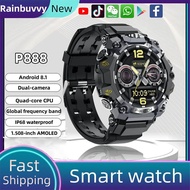 P888 Smart Watch Android 4G LTE Smartwatch 4GB RAM 64GB ROM Men IP68 waterproof 800W Dual Camera Amo
