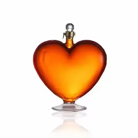 1000ml Heart-Shaped Wine Decanter Lead-Free Crystal Glass Whiskey Decanter Hand-Blown Wine Dispenser