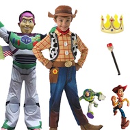 Pixar Toy Story Woody Costume for Kids Boy Western Cow Boy Buzz Lightyear Cosplay Bodysuit Mask Hall