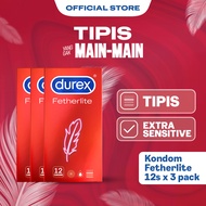 Durex Fetherlite Kondom Super Tipis Kondom Aman Pria 12s (3 pcs) - Condom with Lubricant