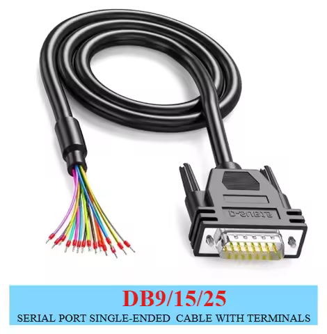 1-20 Meters 9pin Parallel Port Cable DB9 DB15 DB25 26AWG Industrial Grade Serial Cable with Terminal