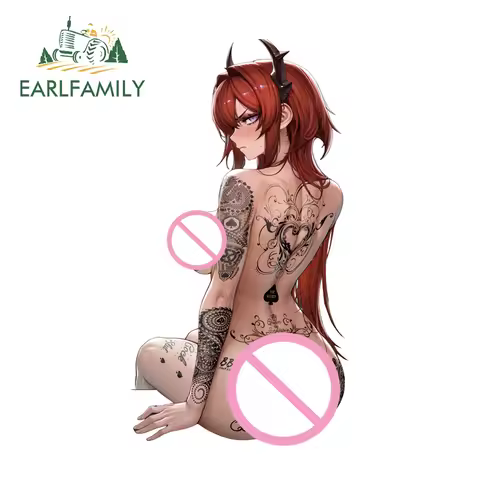 EARLFAMILY Arknights Tattoo Girl Car Stickers Ink Flowers Woman Laptop Vinyl ATV Decals Surfboard Wa