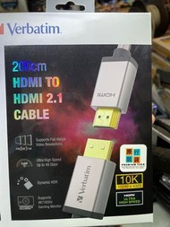 地鋪現貨@Verbatim HDMI 2.1 10K Cable - 200cm 香港行貨 一年保養 性價比高