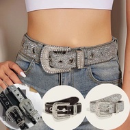 Super beautiful YK2 style belt with sparkling stones, hottrend Korean style dress belt for women