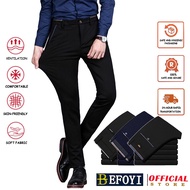 🇲🇾Men's Slack Pant Formal Slim Fit Casual Pants Office Trouser Man Wear Elastic Black Long Seluar Sl