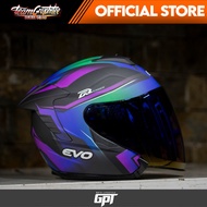 EVO RX-5 RENEGADE BLACK VIOLET (NR BLUE LENS) HALF FACE DUAL VISOR HELMET WITH FREE CLEAR LENS