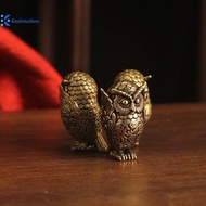 Kudosation 1Pcs Bookshelf Decoration Vintage Brass Owl Statue Ear Covering Animal Sculpture Desktop 