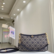 Tory Burch T Monogram Jacquard Zip Shoulder Bag 85137 Navy Tory Burch