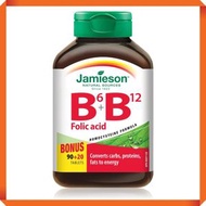 Jamieson - 維他命 B6+B12+ 葉酸 (三重功效配方) 90+20 粒 懷孕備孕胎兒發展 平行進口 (參考效期:11/2025*)