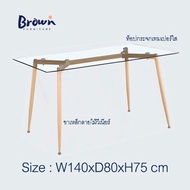 โต๊ะกินข้าวท็อปกระจกนิรภัย  โต๊ะท็อปกระจกใส⭐tempered glass⭐  Brownfurniture