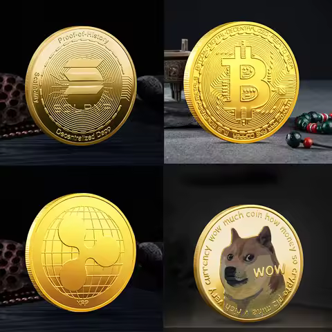 Bitcoin BTC SHIB DOGE XRP Souvenir Coin Physical Metal Crypto Currency Coin Collection with Plastic 
